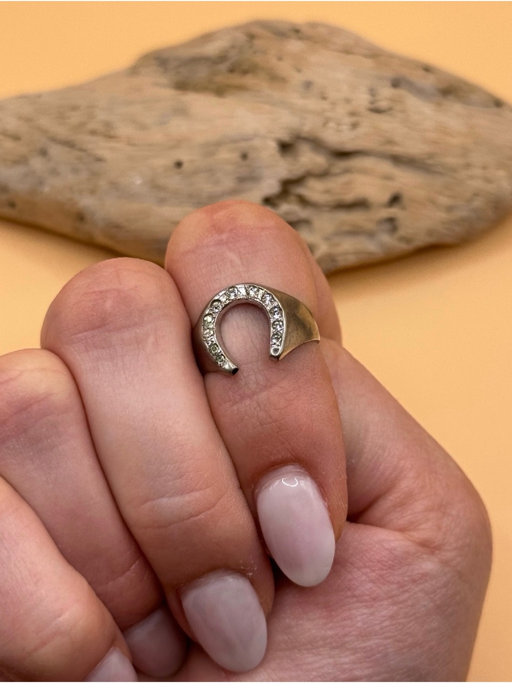Lucky Star Pinky Ring — Sterling Silver & CZ Horseshoe (5)
